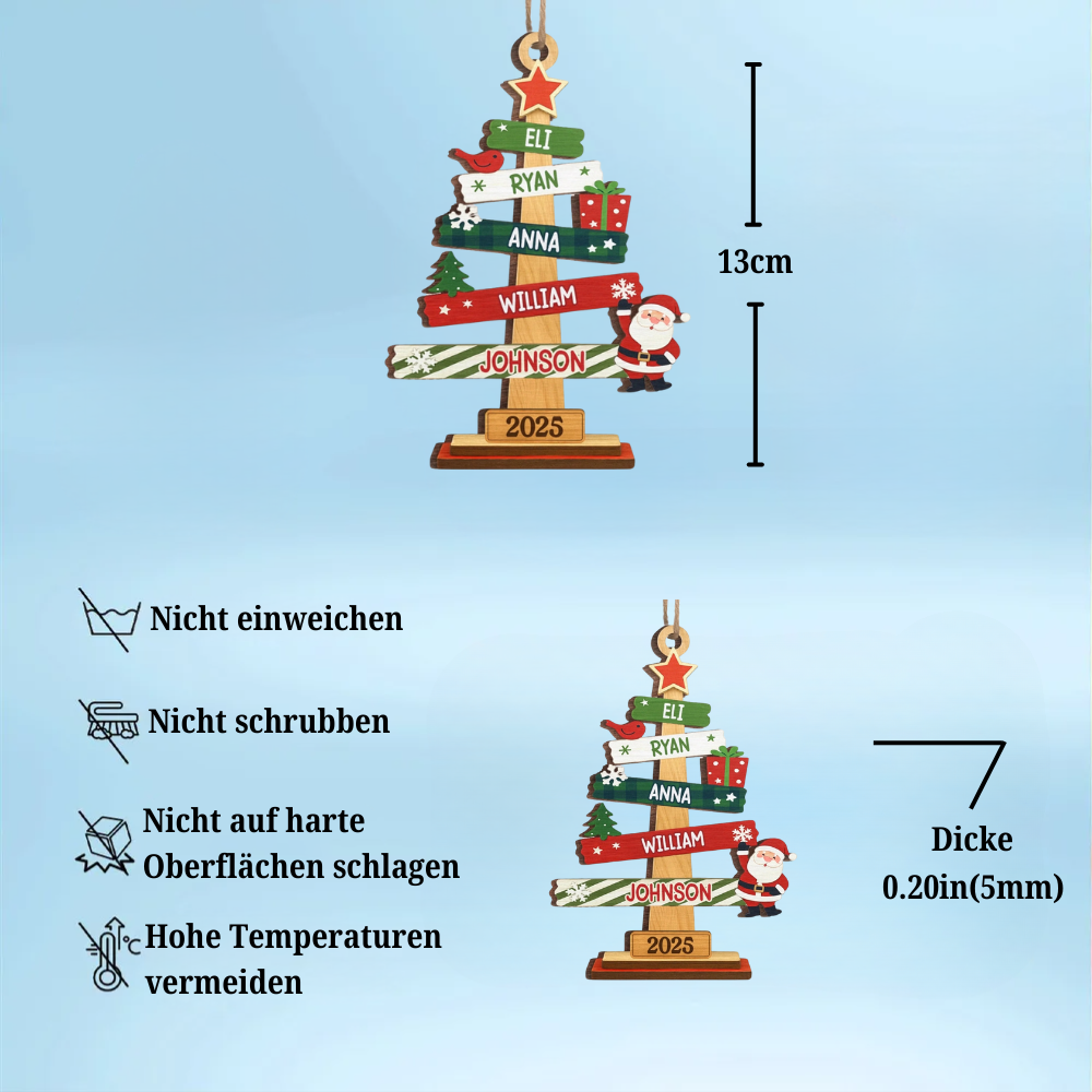 Christbaumanhänger mit Tannenbaummotiv 2-lagige Holzornamente Geschenk für Familie