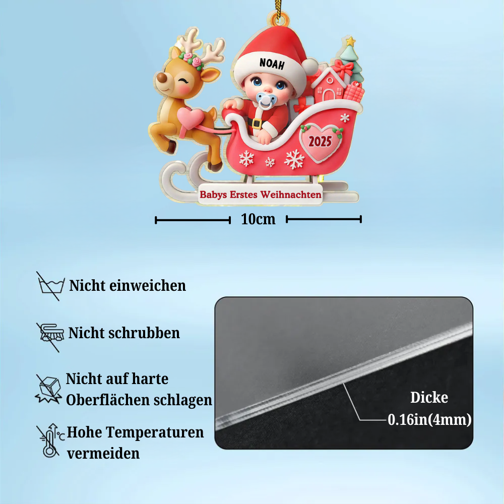 Babys Erstes Weihnachten - Personalisierter Christbaumschmuck mit Name und Jahr