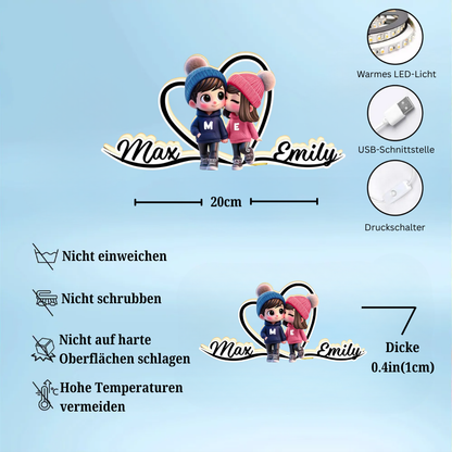 Süßes Paar und Herz-Personalisierte Lichtbox mit Namen Geschenk zum Valentinstag