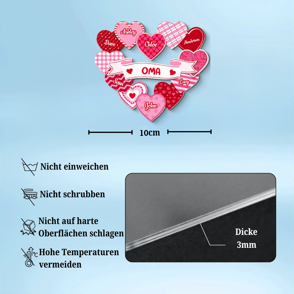 Acryl-Kühlschrankmagneten mit Herzenmotiv Geschenk für Mama und Oma