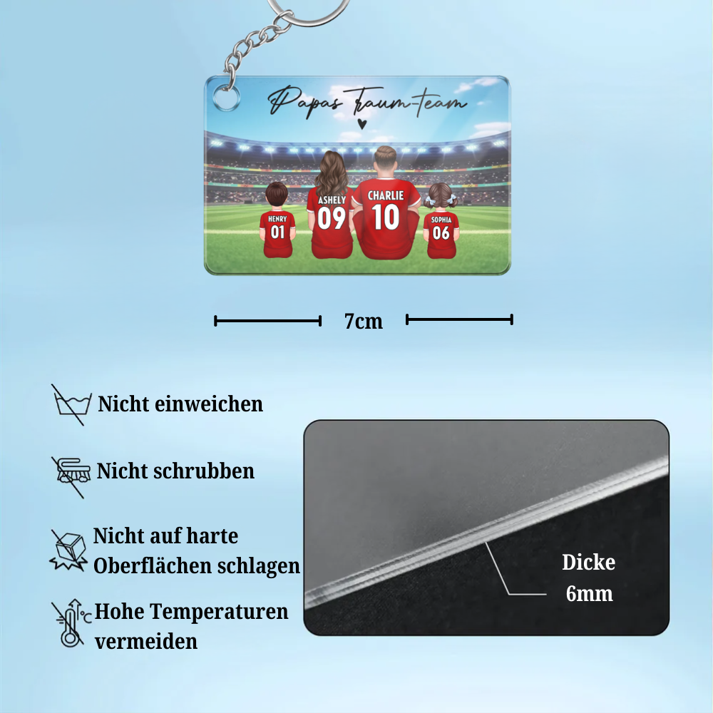 Fußballfamilien- Personalisierter Acrylschlüsselanhänger Geschenk für Papa