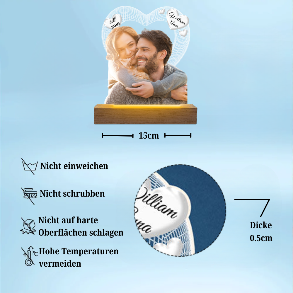 Personalisierte Nachtlicht mit Foto Geschenk für Paar