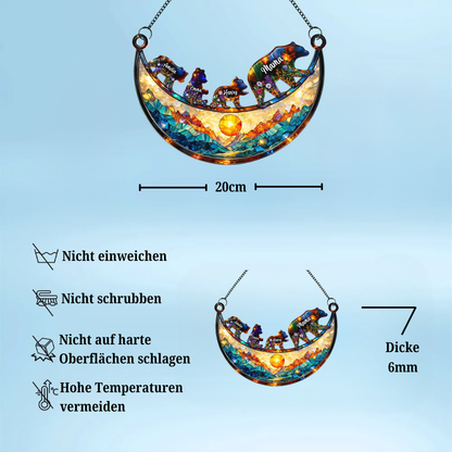 Bärenmama/Bärenoma mit Kindern - Sonnenfänger Ornament mit Namen personalisiert
