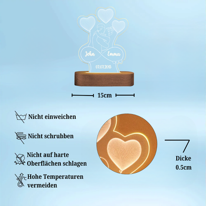 Küssendes Paar Umriss-Personalisierte LED Nachtlicht mit Namen Geschenk für Paar