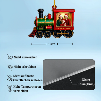 Acryl-Foto-Ornament Personalisierter Christbaumschmuck mit Weihnachtszug für Familie