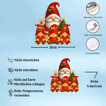 Personalisierte LED-Lichtbox mit Zwergchen Geschenk für Opa und Oma