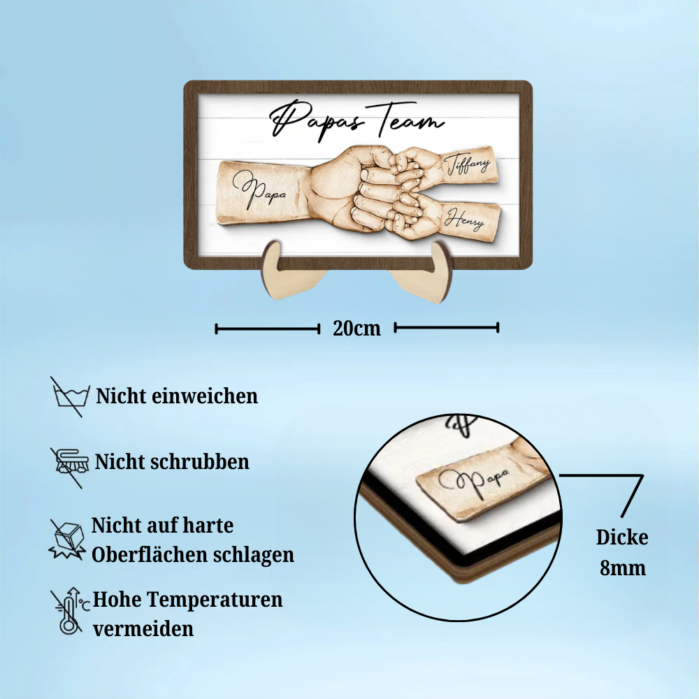 Personalisierte Holzplakette mit Fausstoß Geschenk für Vater