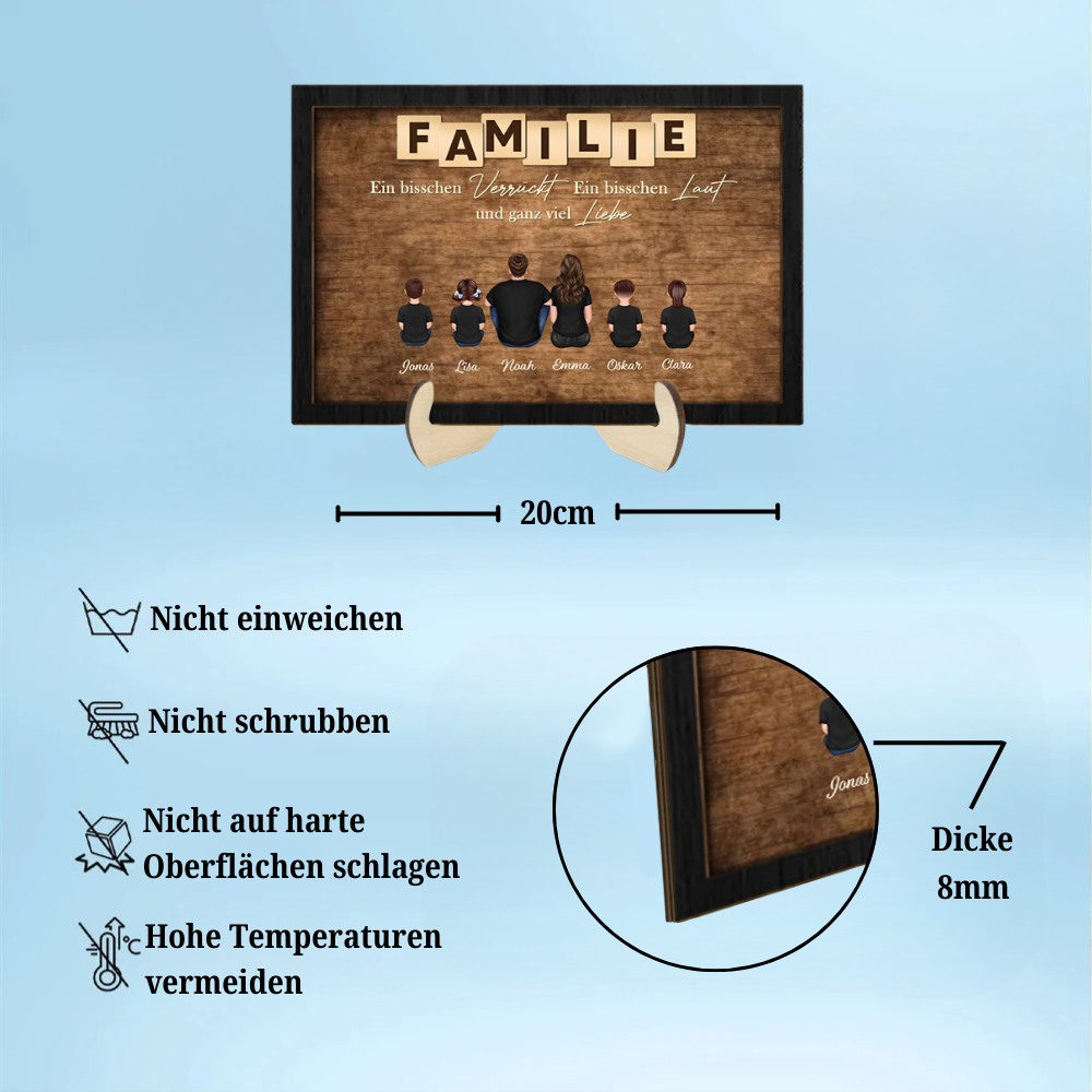 Personalisierte Holztafel mit Familien Geschenk für Papa, Mama, Opa und Oma