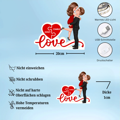 LOVE - Personalisierte LED-Lichtbox mit Paar und Namen Geschenk für Paar / LGBT-Paar