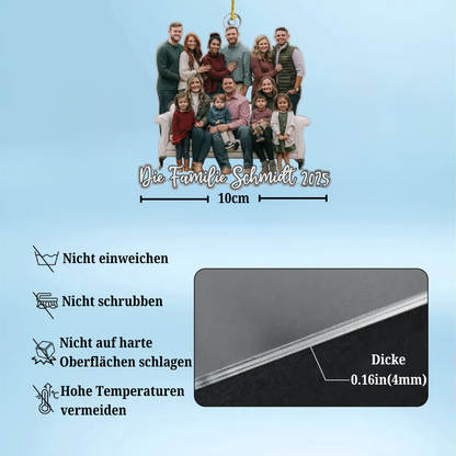 Personalisierter Acrylanhänger mit Foto und Text Christbaumschmuck für Familie