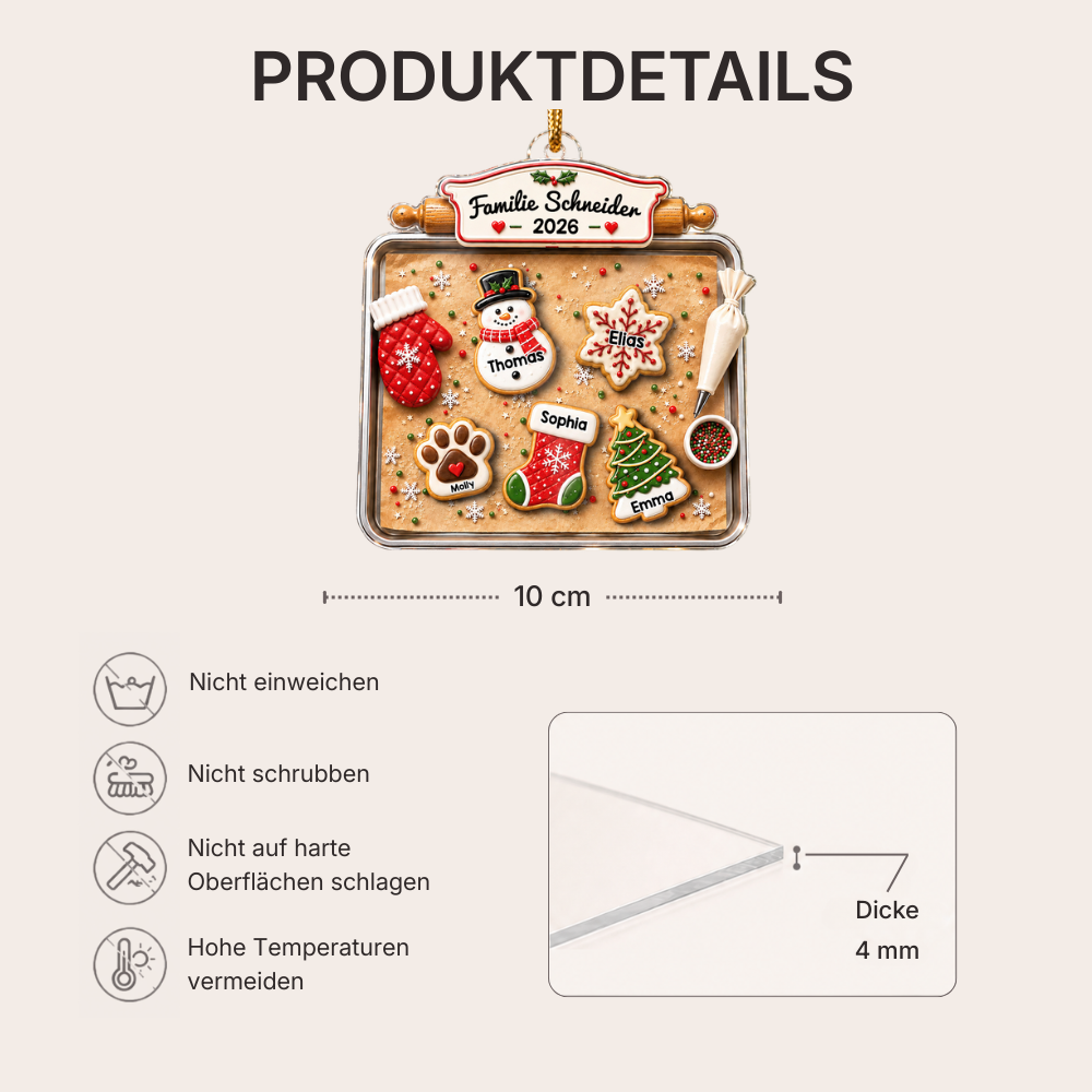 Personalisierter Acryl-Weihnachtsanhänger – Lebkuchen-Motiv