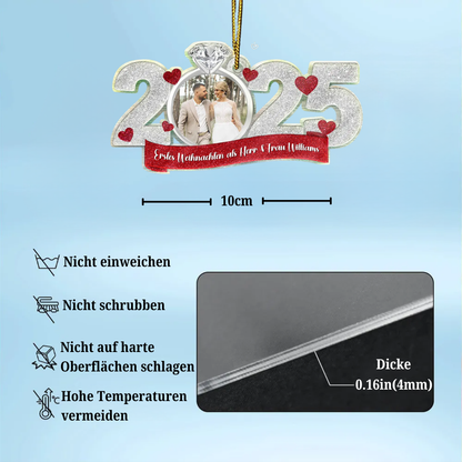 2025 Acrylanhänger mit Foto und Text Geschenk zur Erinnerung an die Hochzeit für Paar