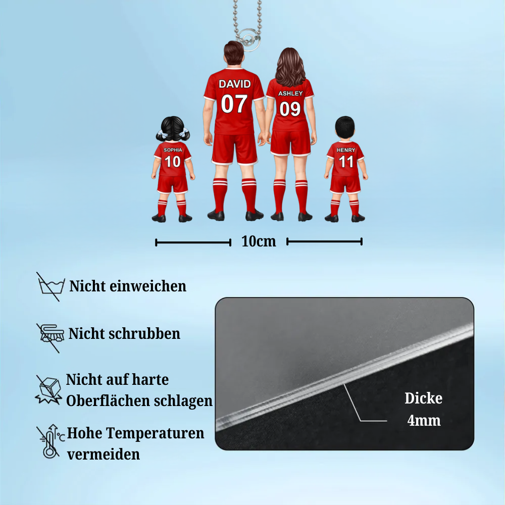 Personalisierter Acrylanhänger mit Fußballfamilie