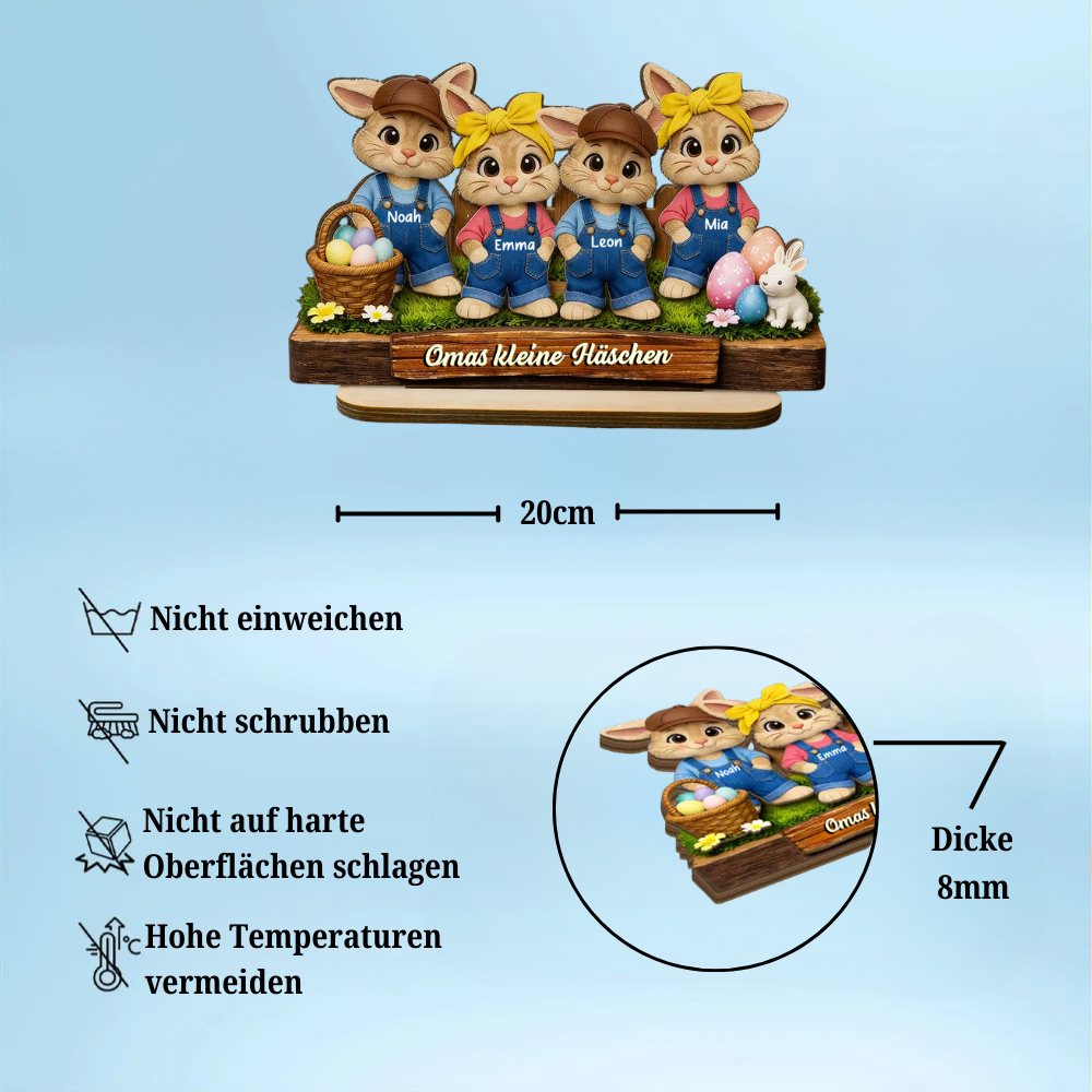 Osterhasen für Oma Personalisierte Holztafel mit Häschen
