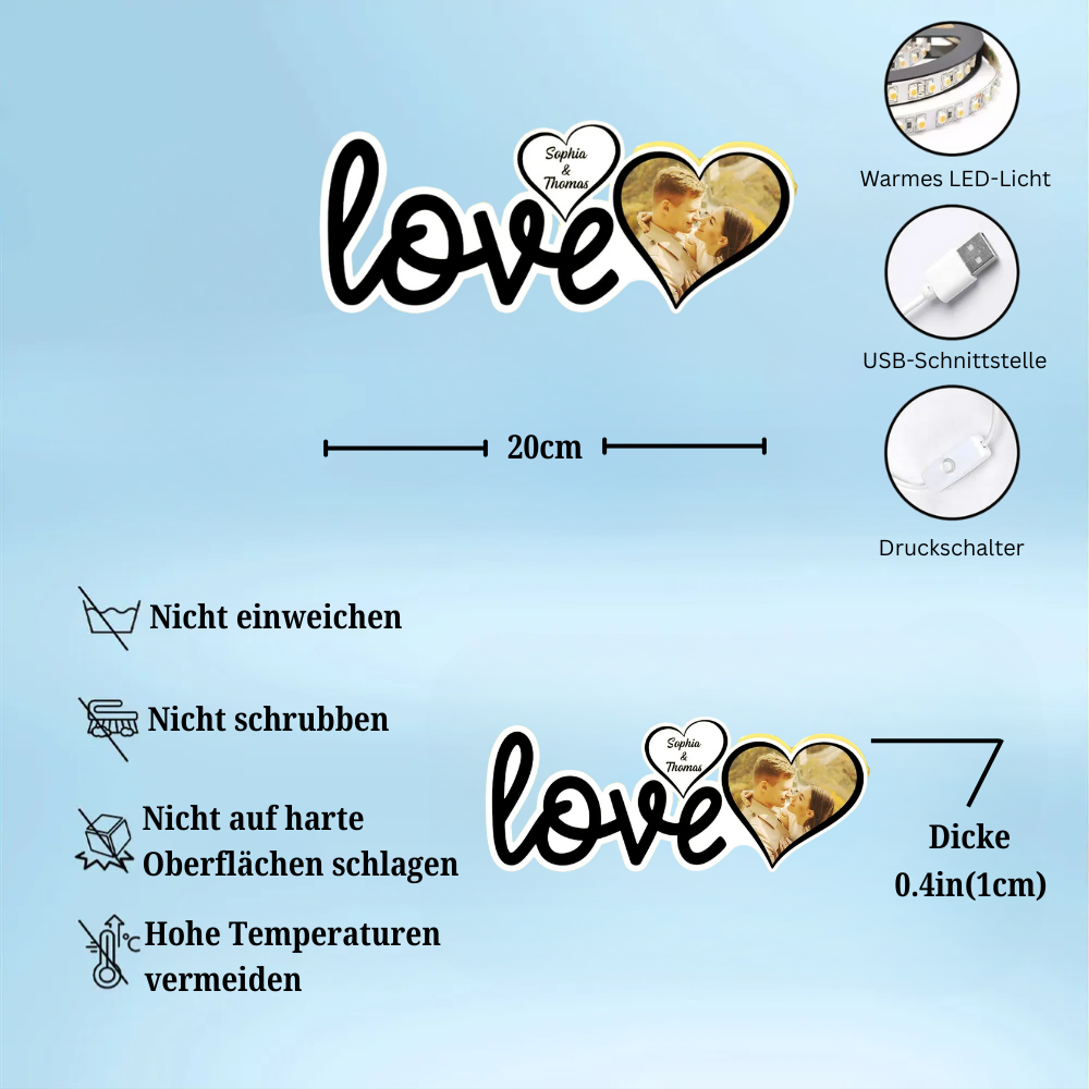 Love-Personalisierte LED-Lichtbox  mit Foto Geschenk für Paar