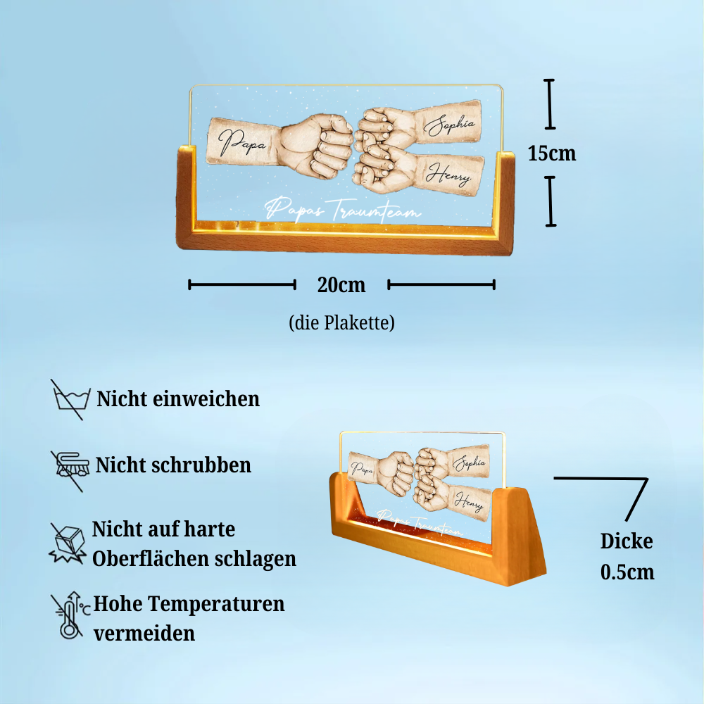Fauststoß für Papa Personalisierte LED Nachtlicht mit U-Sockel