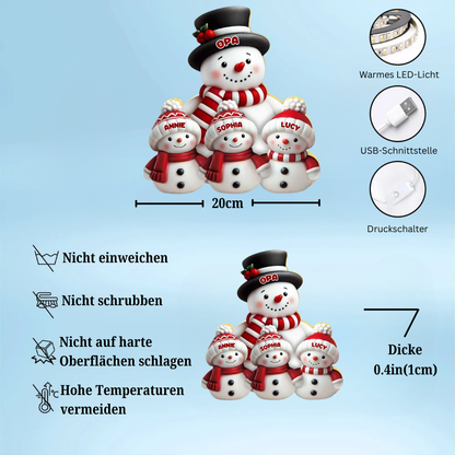 Personalisierte Schneemann-Lichtbox für Eltern, Oma, Opa und Kinder