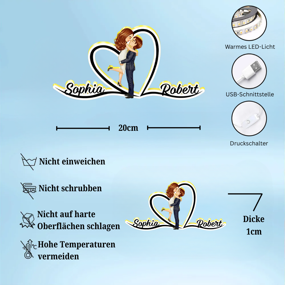 Personalisierte LED-Lichtbox - Paar und Herz Geschenk für Paar / LGBT Paar