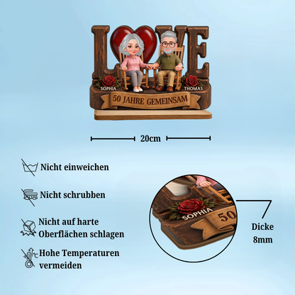 Personalisierter Holzaufsteller für Paare mit LOVE-Motiv und Wunschjahr Geschenk zum Jahrestag