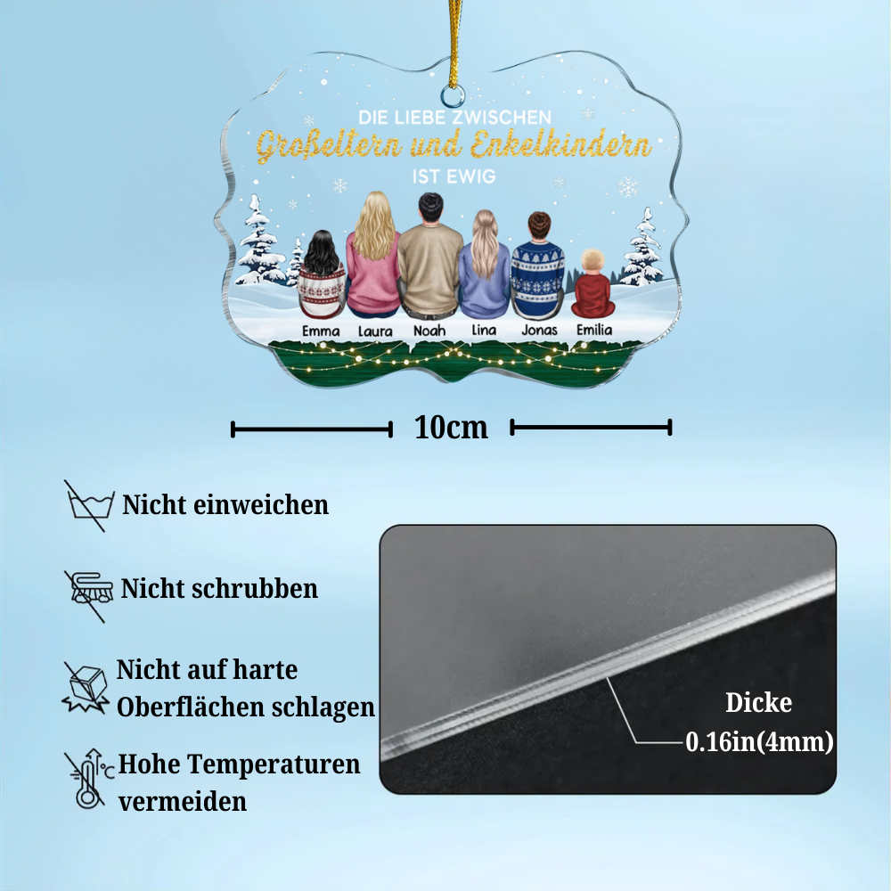 Die Liebe zwischen...ist ewig Personaliserter Acrylanhänger mit 2-8 Personen Weihnachtsgeschenk für Familie