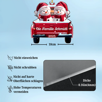 Acryl-Ornament Personalisierter Christbaumschmuck mit Schneemänner für Familie