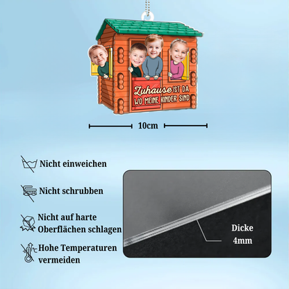 Zuhause ist... Personalisierter Autoanhänger aus Acryl mit Fotos Geschenk für Papa und Mama