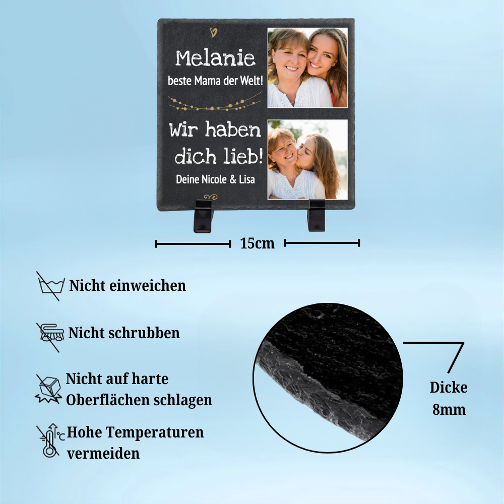 Personalisierte Schieferplatte mit Fotos und Texte Geschenk für Mama, Papa, Oma und Opa