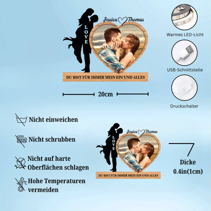 Personalisierte Herz-Lichtbox mit Foto und Spruch Geschenk für Paar