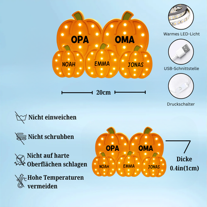 „Oma & Opa – Kürbisfeld mit Enkelkindern“ Personalisierte LED-Leuchtbox