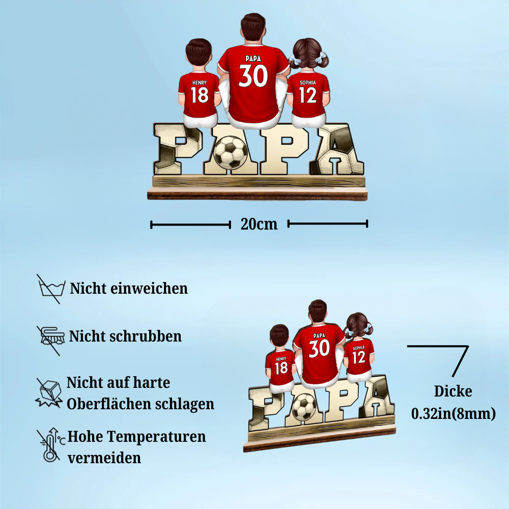 PAPA-Holzplakette mit Fußball 1-4 Kinder personalisiert Geschenk für Vater