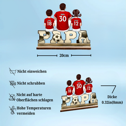 PAPA-Holzplakette mit Fußball 1-4 Kinder personalisiert Geschenk für Vater