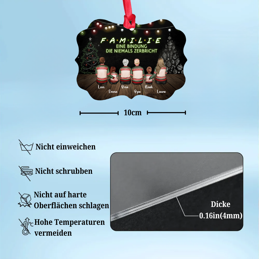 Acrylanhänger mit Familie personalisiert Christbaumschmuck mit 2-9 Personen