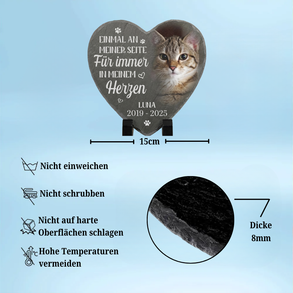 Personalisierte Schieferplatte mit Foto Trauergeschenk für Haustiere