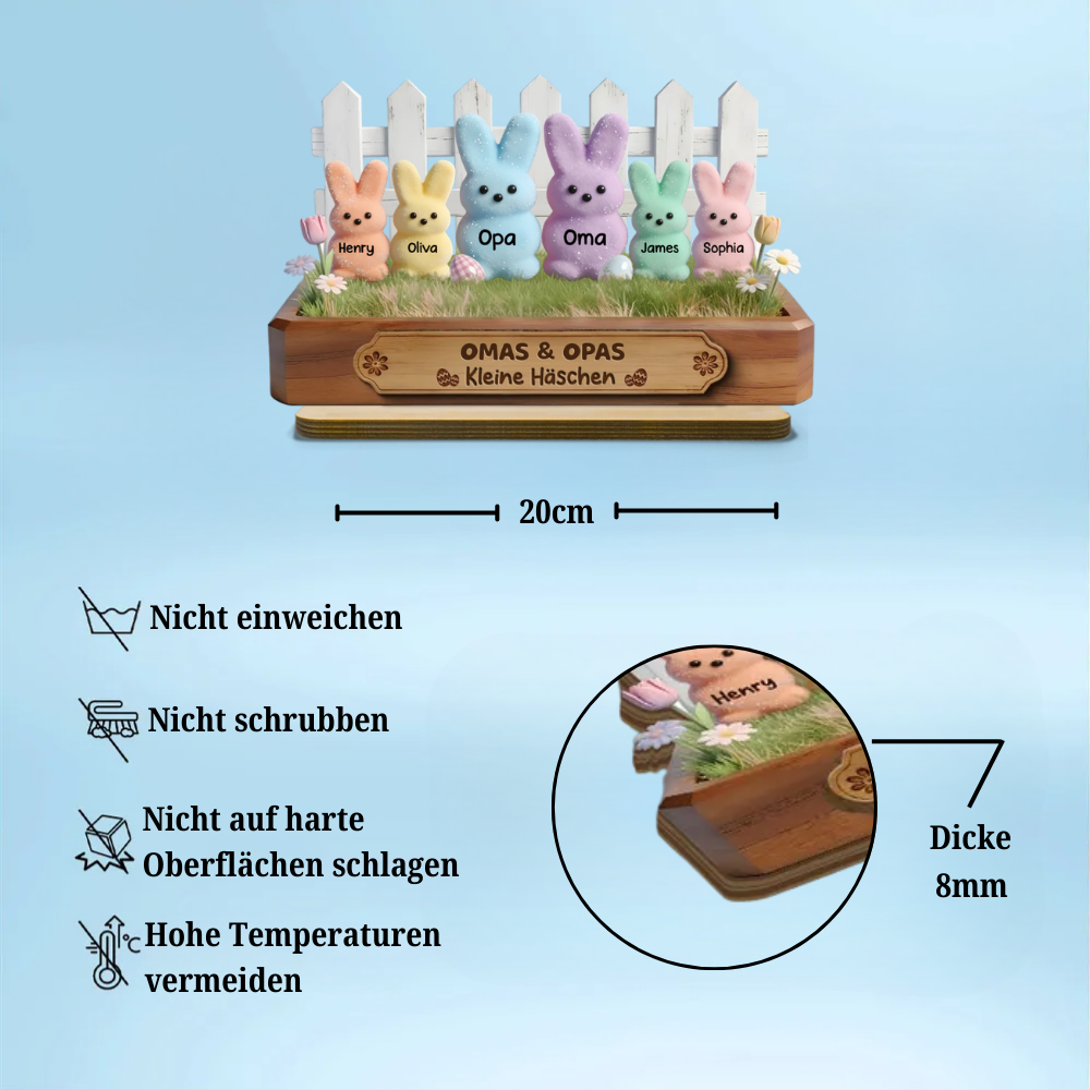 Personalisierter Holzaufsteller mit Hasen Geschenk für Opa und Oma