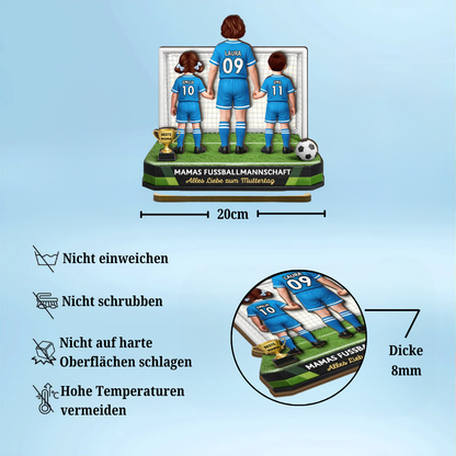 "Mamas fußballmannschaft" Personalisierter Holzaufsteller mit Frau und Kinder