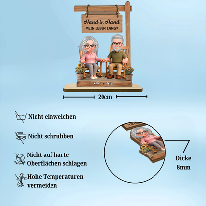 Hand-in-Hand Personalisierter Holzaufsteller mit Paar Geschenk zum Jahrestag