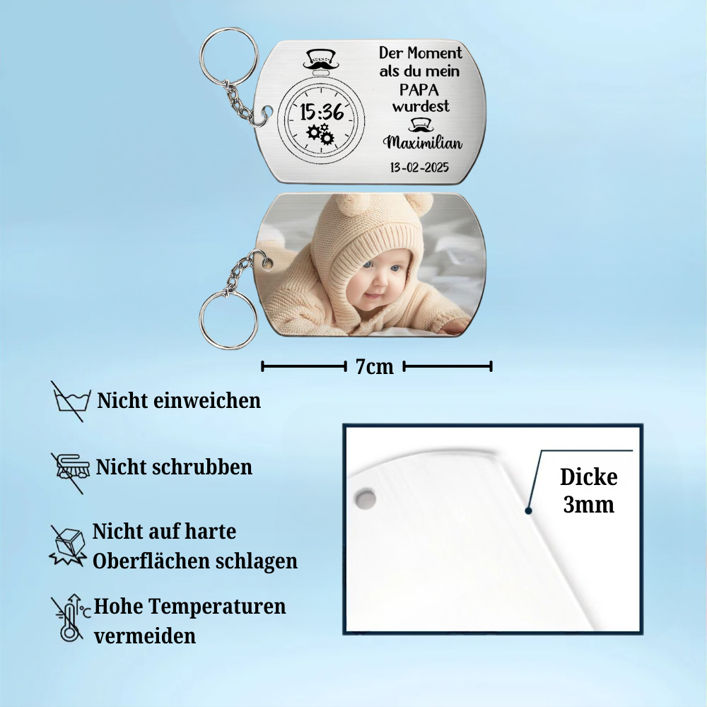 Edelstahl Schlüsselanhänger mit Foto Vatertaggeschenk