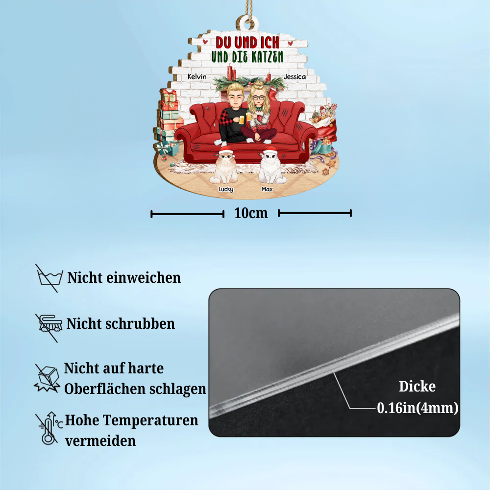 Du und Ich und die Haustiere-Personalisierter Christbaumschmuck für Paare & Tierliebhaber