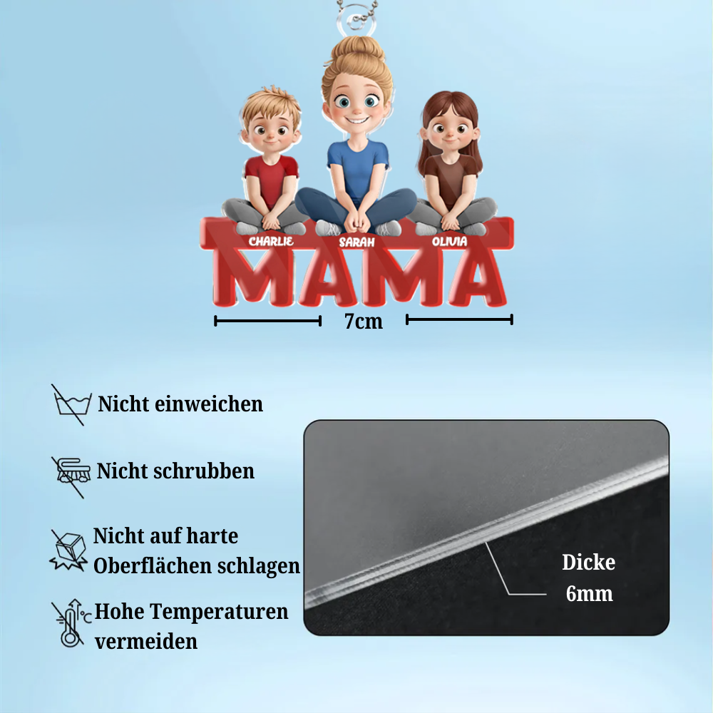 Personalisierter Acrylanhänger mit Mama und Kinder Autoanhänger für Mutter