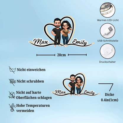 Personalisierte LED-Lichtbox mit Paar und Namen Geschenk für Paar