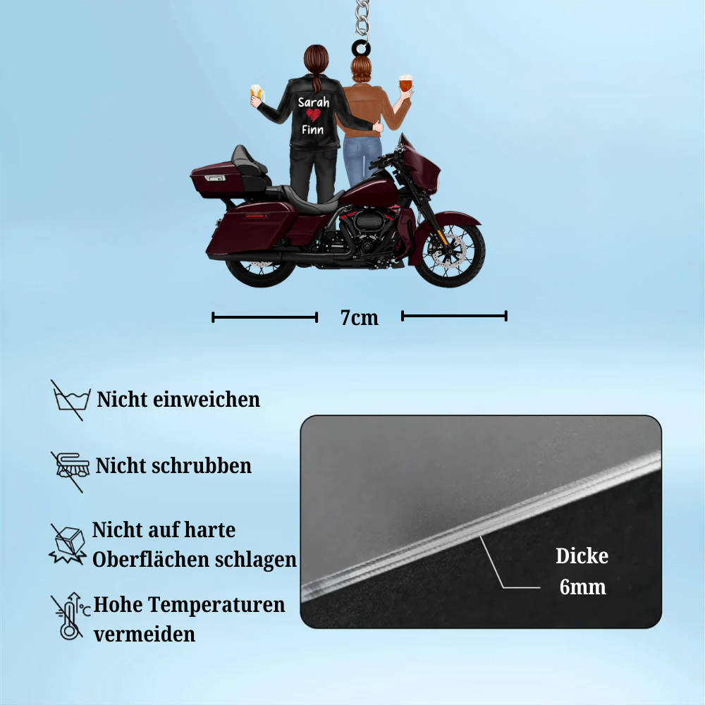 Motorradpaar mit Namen Personalisierter Acryl-Schlüsselanhänger