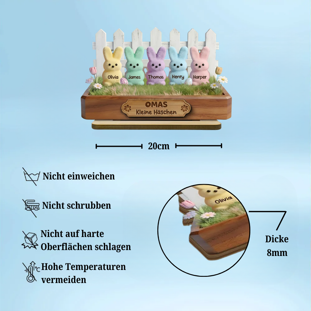 Personalisierte Holztafel mit Hasen Geschenk für Oma