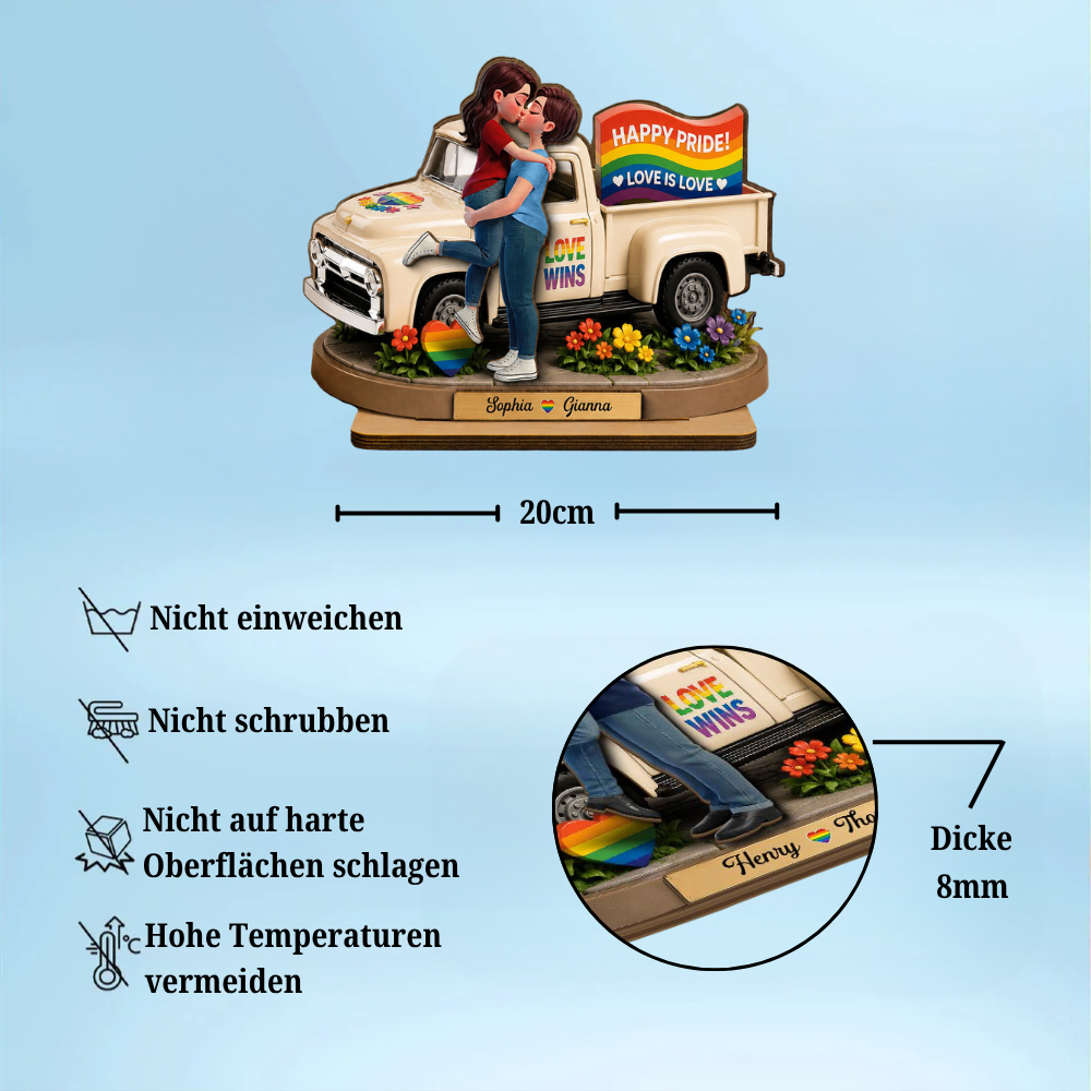 Love is Love-Personalisierter Holzaufsteller mit LGBT-Paar