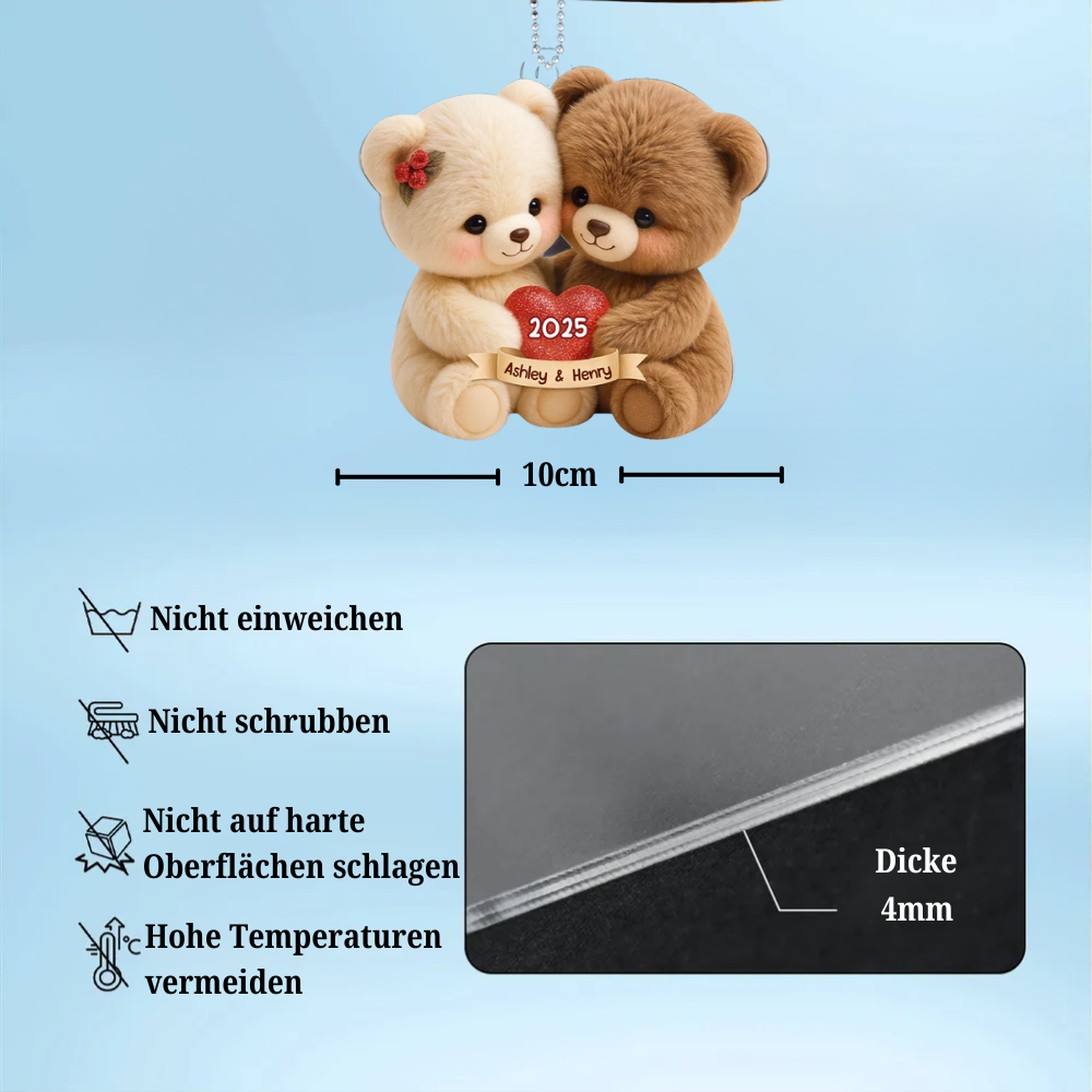 Teddybär-Paar Personalisierter Acrylanhänger mit Namen