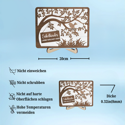 Baum und Vögel-Holzplakette mit 1-10 Namen personalisiert Geschenk für Oma