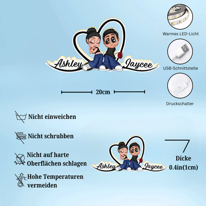 Y2K-Paar und Herz Personalisierte Lichtbox mit Namen Geschenk für Paar/LGBT-Paar