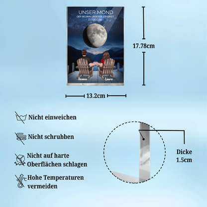 Unser Mond- Personalisierter Acrylblock mit 2 Personen und Mond Geschenk für Paar