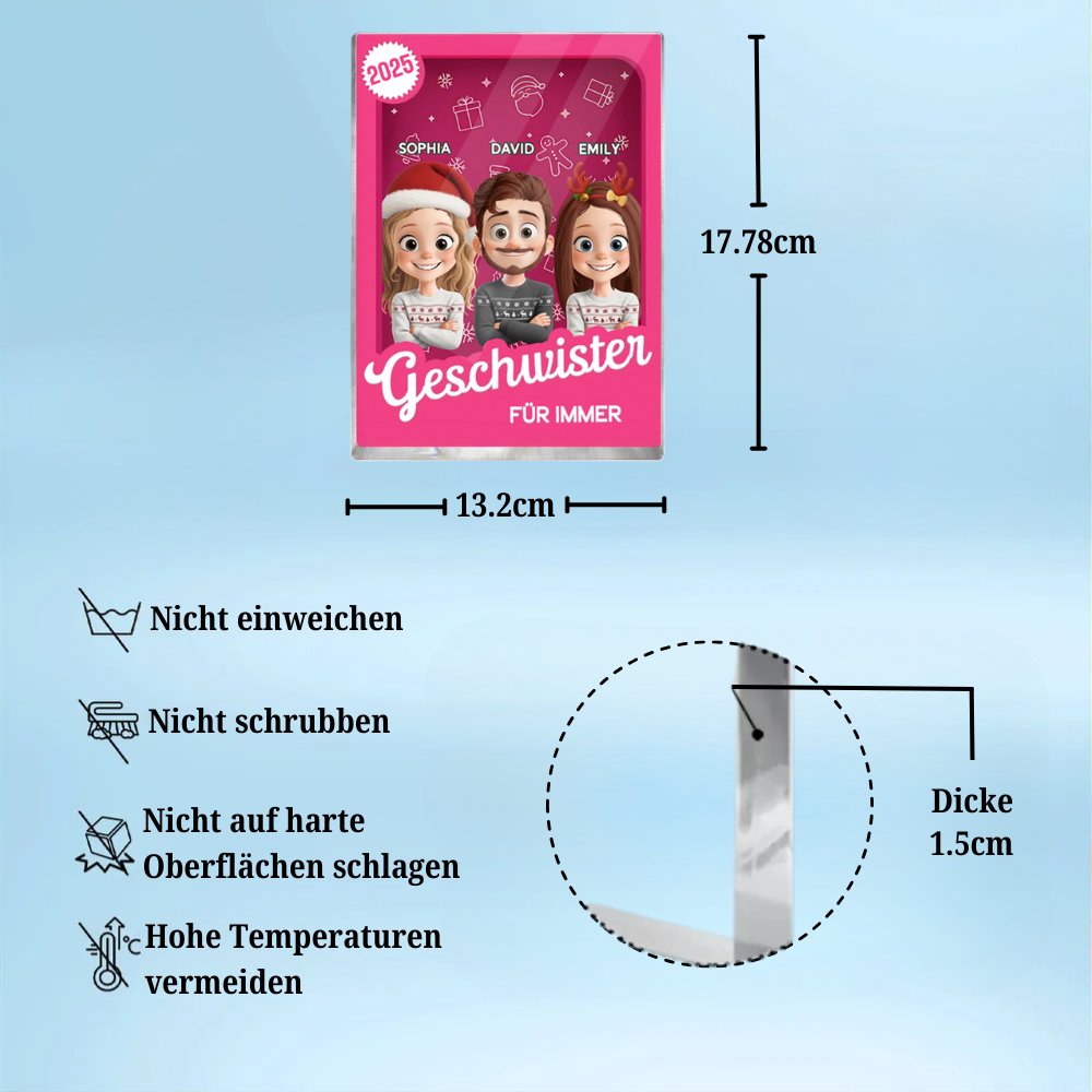 Personalisierter Acryl-Aufsteller mit 2-6 Personen, Katzen oder Hunde, Geschenk für Familie und Freunde