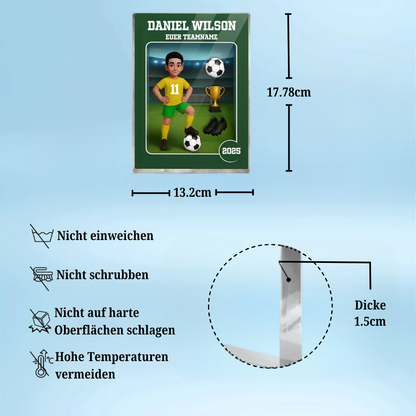 Personalisierter Acrylblock mit Fußballjunge und Fußballmädchen Geschenk für Kind