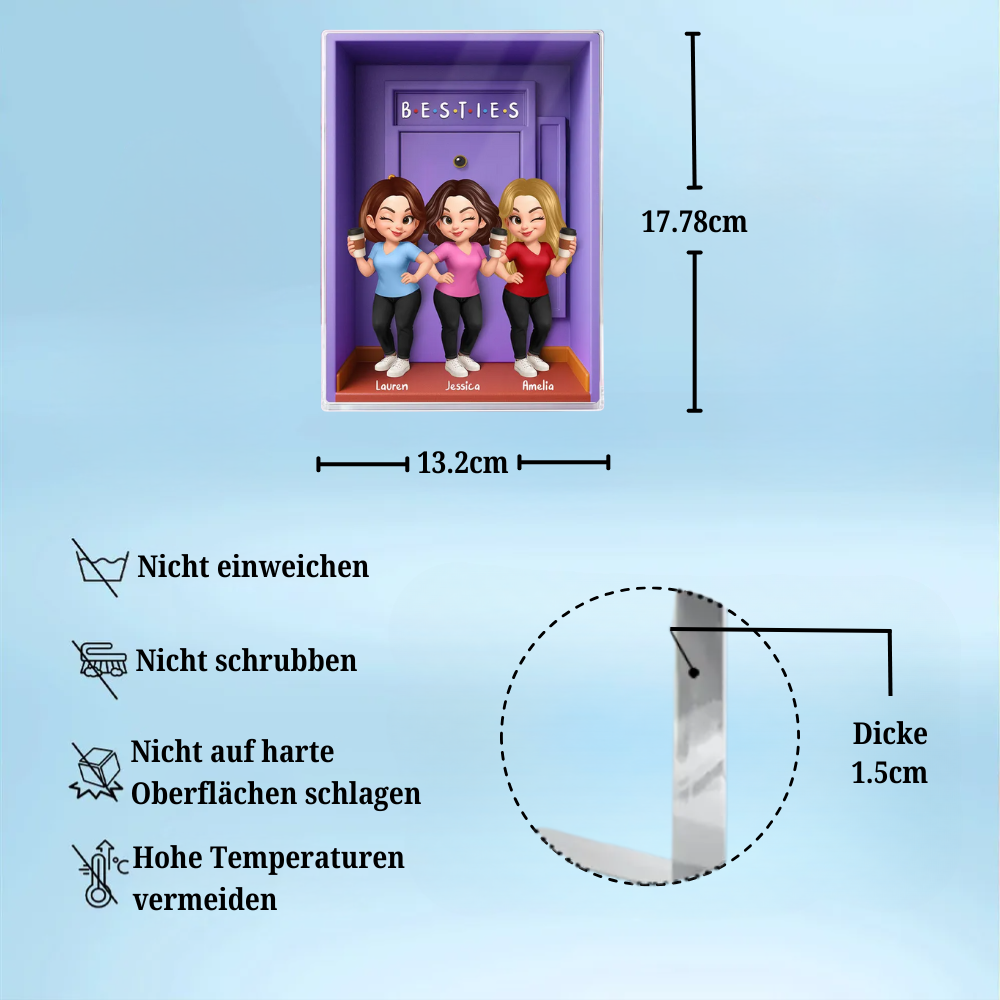 Personalisierter Acrylblock mit 2-6 Frauen Geschenk für Beste Freundinnen und Schwestern